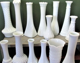 Vase Milk Glass Choice of 1 for Weddings Showers or Home Shipping Overages on Multiples will be Refunded