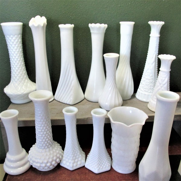 Vase Milk Glass Choice of 1 for Weddings Showers or Home Shipping Overages on Multiples will be Refunded