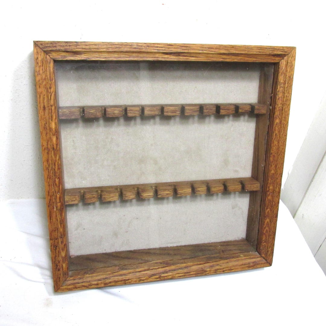 Wood Spoon Rack Glass Front Vintage 2 Tier With 20 Slots - Etsy