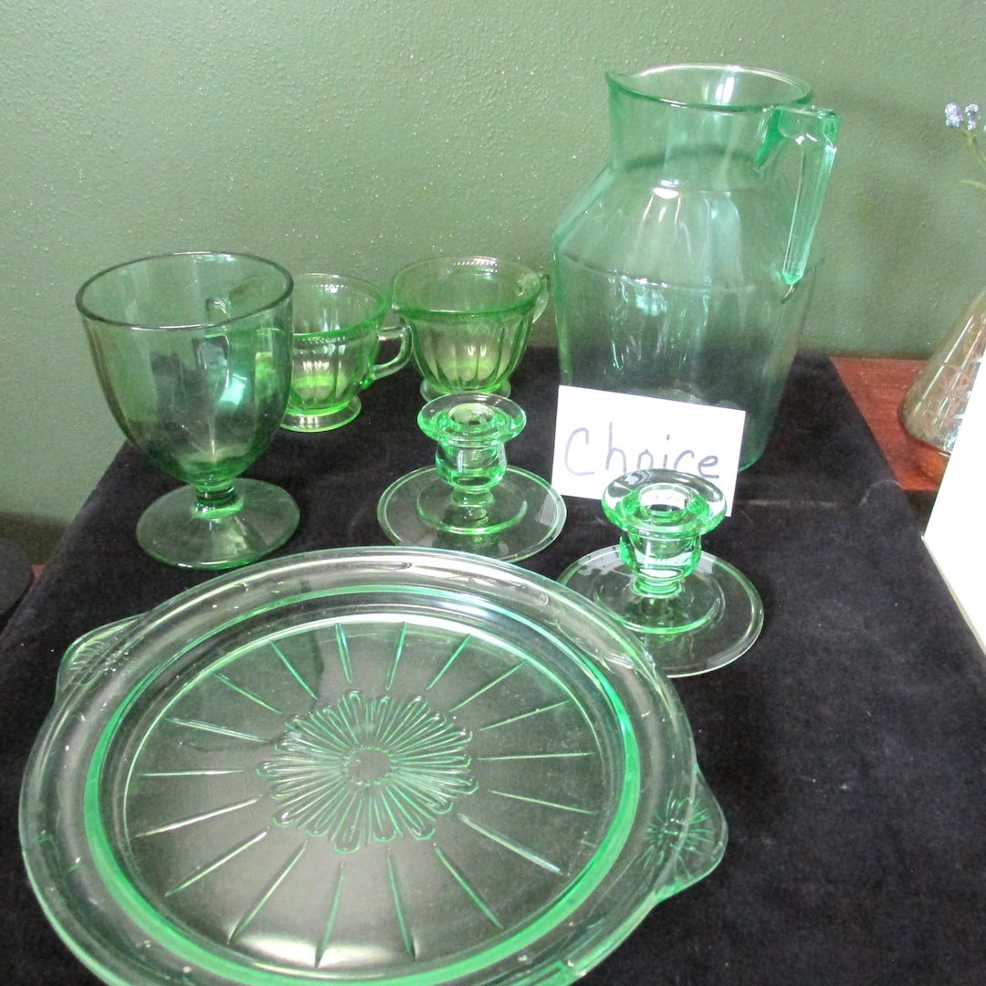 Depression Glass Green Choice of 1 Vintage Uranium Replacement