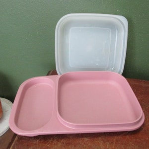 Tupperware Trays, Set of Three, Pink, 1837, Vintage Trays, Plastic Trays,  Vintage Tupperware, Meal Mate Divided Tray 