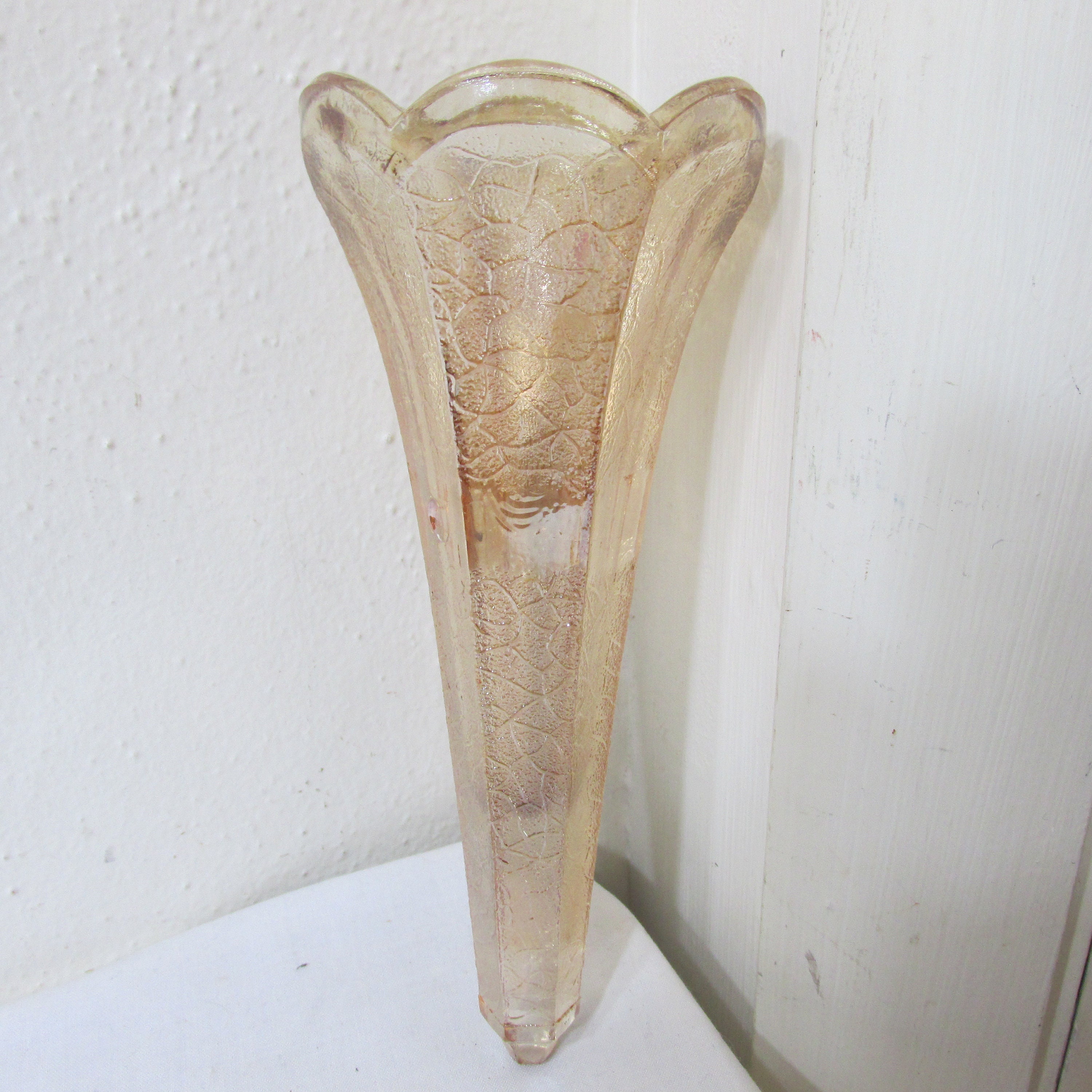 Dugan Auto Vase Vintage 1930s Diamond Carnival Crackle Glass Etsy