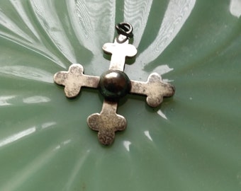 Vintage Sterling Bottony Cross Pendant