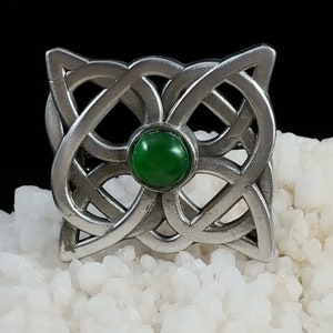 Celtic Knot Brooch with Green Cachabon image 1