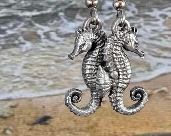 Seahorse Pewter Earrings - Quality Hand Cast Pewter