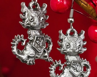 Dragon Named Woo - Lunar New Year Pewter Dragon Earrings