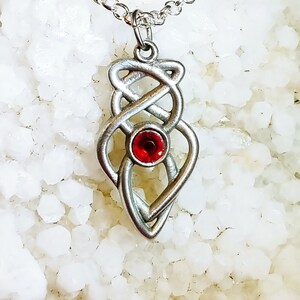 Celtic Knot with Red Crystal Necklace