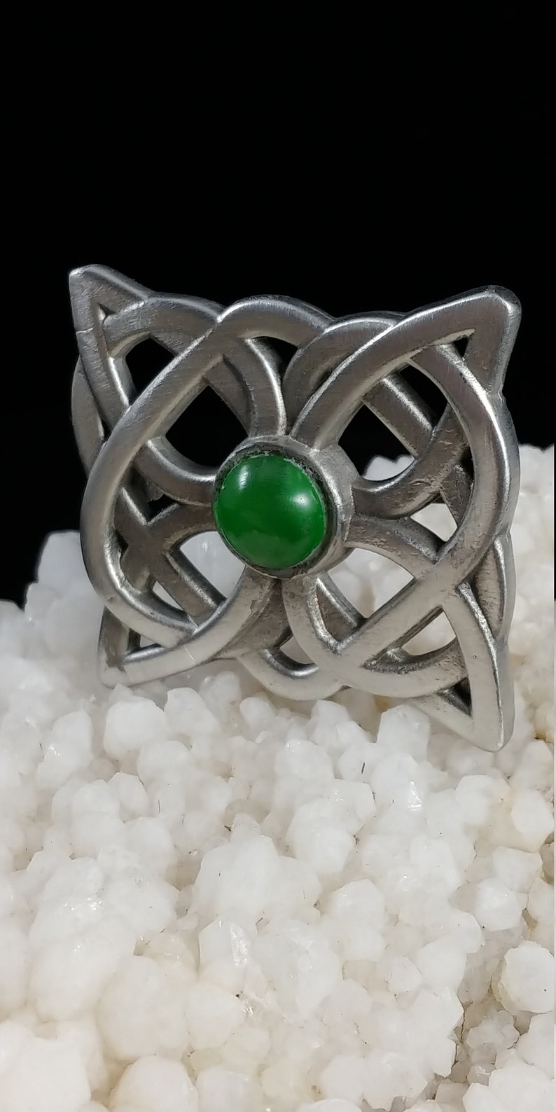 Celtic Knot Brooch with Green Cachabon image 5