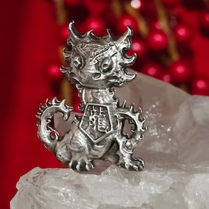 Dragon Named Woo - Lunar New Year Pewter Dragon Pin with Locking Pin Backs