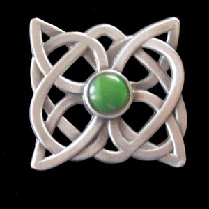 Celtic Knot Brooch with Green Cachabon image 7