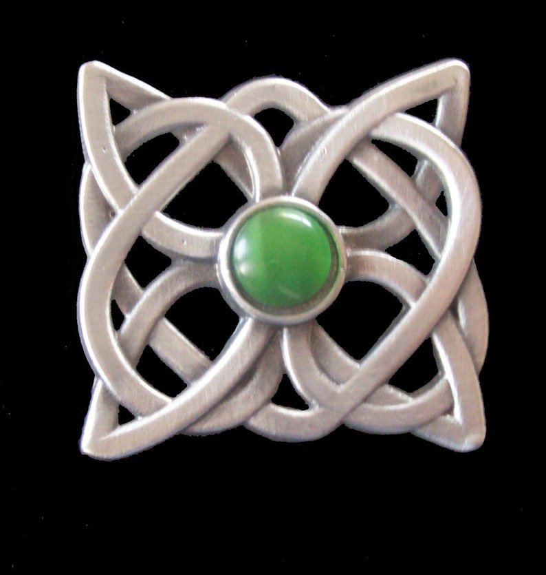 Celtic Knot Brooch with Green Cachabon image 7