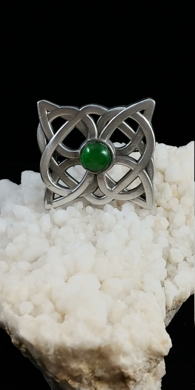 Celtic Knot Brooch with Green Cachabon image 1