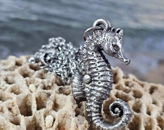 Seahorse Pewter Necklace Handcast Pewter