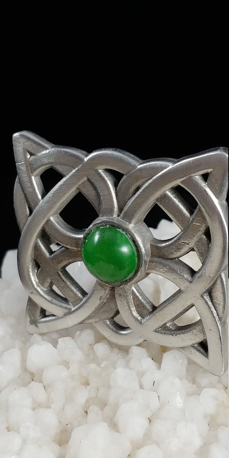 Celtic Knot Brooch with Green Cachabon image 2