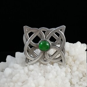 Celtic Knot Brooch with Green Cachabon image 6