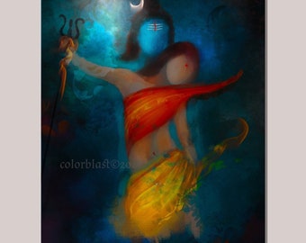 Shiva and Shakti- abstract surreal art. Art on equality. Mounted Art. Free Shipping. Ready to be displayed.