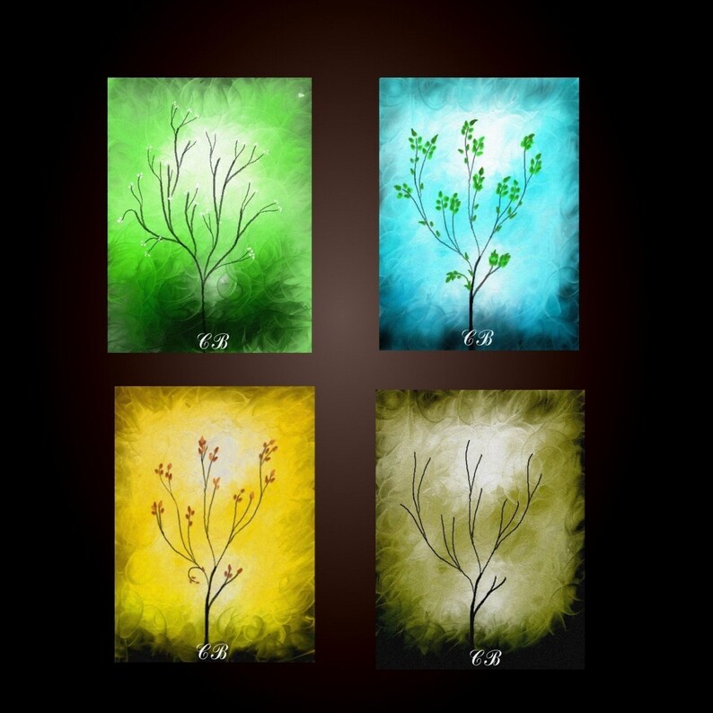 FOUR SEASONS. Abstract Landscape Art Mini Prints . Set of Four | Etsy