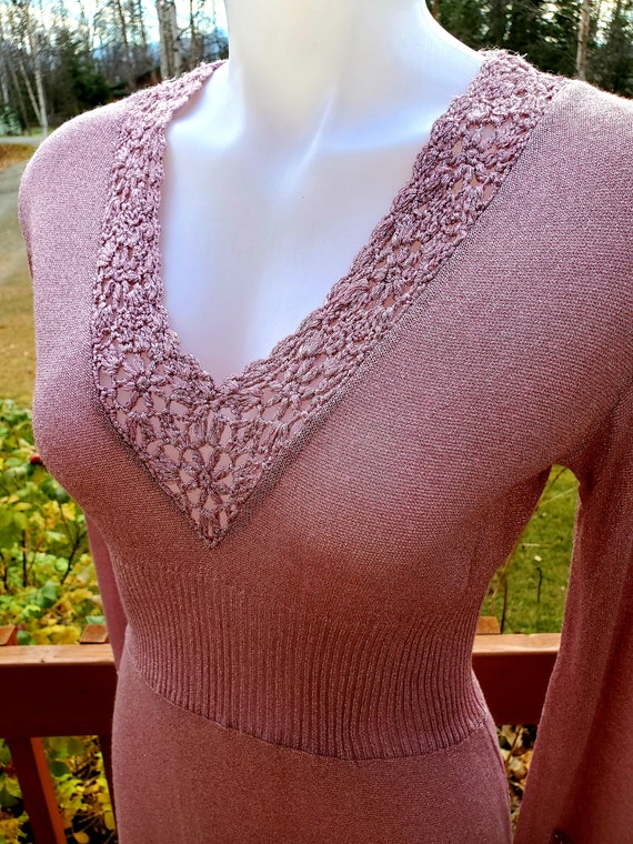 Vintage 1970's Wenjilli Maxi Dress - Metallic Pink