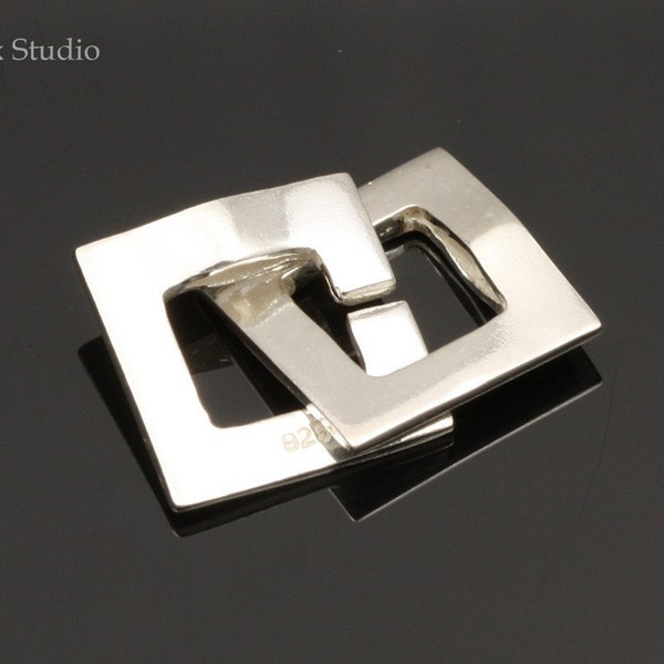 1set - Modern Double Square Sterling Silver Clasp