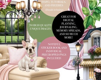 Bonjour Spring – Paris Spring Theme - Digital Sticker Pack (70 PNGs + Noteful Sticker Book)