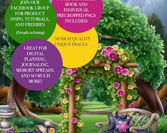 Summer Garden Digital Stickers: Whimsical Planner Clipart (PNG, Goodnotes, Noteful)