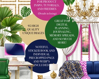 The Lavish Leaf Digital Stickers | Tropical  Theme | PNGS WEBPS NOTEFUL