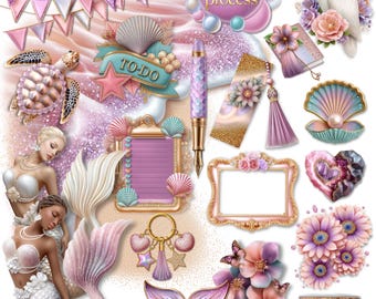 Mermaid Dreams Digital Stickers | Planner, Journal (Digital Download)