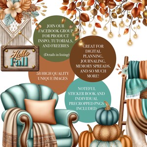 Boho Fall Digital Sticker Pack – 58 Cozy Autumn Stickers for Digital Planning & Journaling