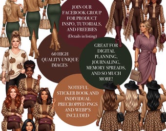 Fall Fashion Ladies | Fall Digital Stickers  | Digital Planning | Digital Journaling | Noteful Stickers