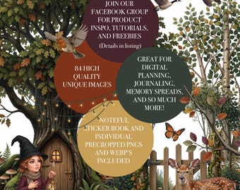 Into The Woodlands — Digital Sticker & Scene Builder Kit | Fall Digital Stickers | Forest Themed |