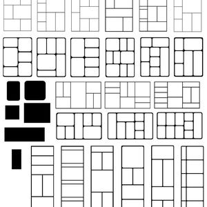 May include: A set of 20 black and white grid templates for color changing. The grids are arranged in rows and columns, with each grid having a different number of squares. The text "Color Changing: All The Grids" is at the top of the image. The text "For personal use only, No commercial use allowed" is at the bottom of the image.
