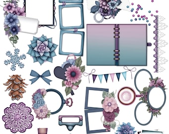 Pegatinas digitales "Crónicas de invierno": Adornos para planificadores y álbumes de recortes (Goodnotes PNG)
