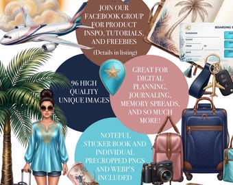 Gone Traveling Digital Sticker Pack | Travel Theme | PNGS WEBPS NOTEFUL
