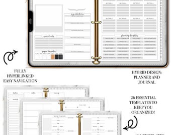 Planificador Unfazed Ring Edit (sin fecha) / Planificador digital + diario integrado / Planificador minimalista / Personalizable