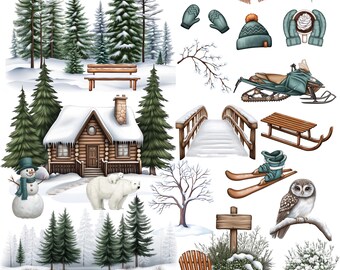 Pegatinas para planificador de invierno: Tema de escarcha del norte (descarga digital)