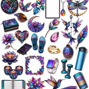 Mosaic Spring Digital Stickers: Planner & Journal (Goodnotes, PNG)