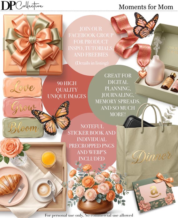 Moments for Mom | Digital Sticker Collection |  Noteful PNGs WEBP |