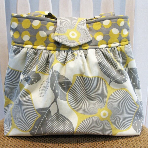 Gathered Fabric Bag in Amy Butler Optic Blossom
