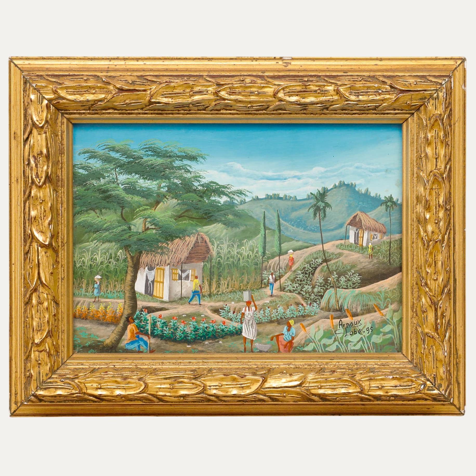 Arnoux Lobe - Framed Haitian School 20th Century Oil, Crop