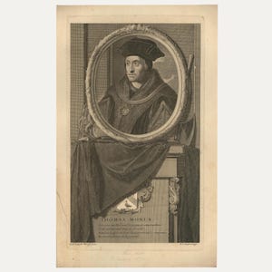 After Adriaen van der Werff (1659-1722) -17th Century Engraving, Sir Thomas More Original Vintage Antique Artwork