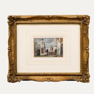Jim Dolby - 20th Century Gouache, St Margaret&#39;s Church Original Vintage Antique Artwork