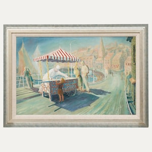 ブライアン・チャッグ（1926-2003） - 額入り20世紀の油絵、「アイスクリームカート」オリジナルヴィンテージアンティークアート
