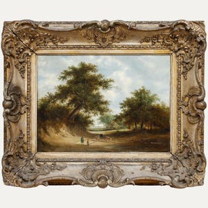 Dutch School Mid 19th Century Oil - Cattle near the Coast Original Vintage Antique Artwork