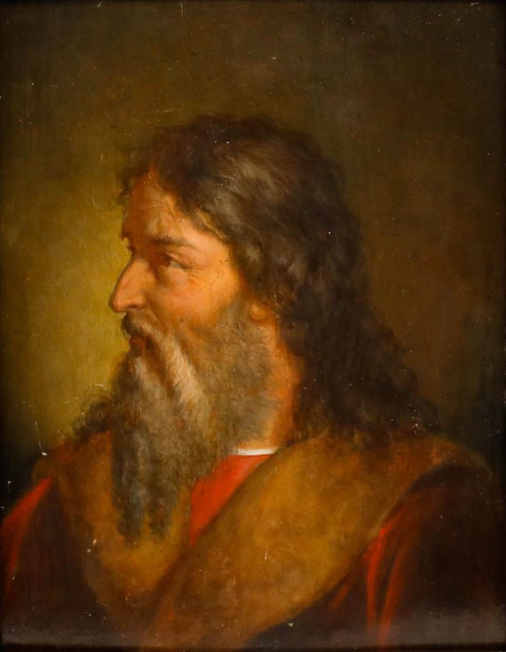 19世紀の油彩画 - 学者の肖像画 オリジナルのヴィンテージアンティーク