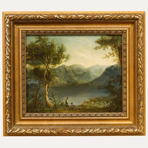 19 Jahrhundert Ölgemälde - Bewundern Sie die Ansicht Original Vintage Kunstwerk