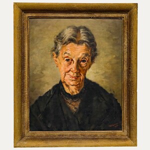 Robert Kuven (1901-1983)  - 1946 Oil, Portrait of Luise Stolz Original Vintage Antique Artwork