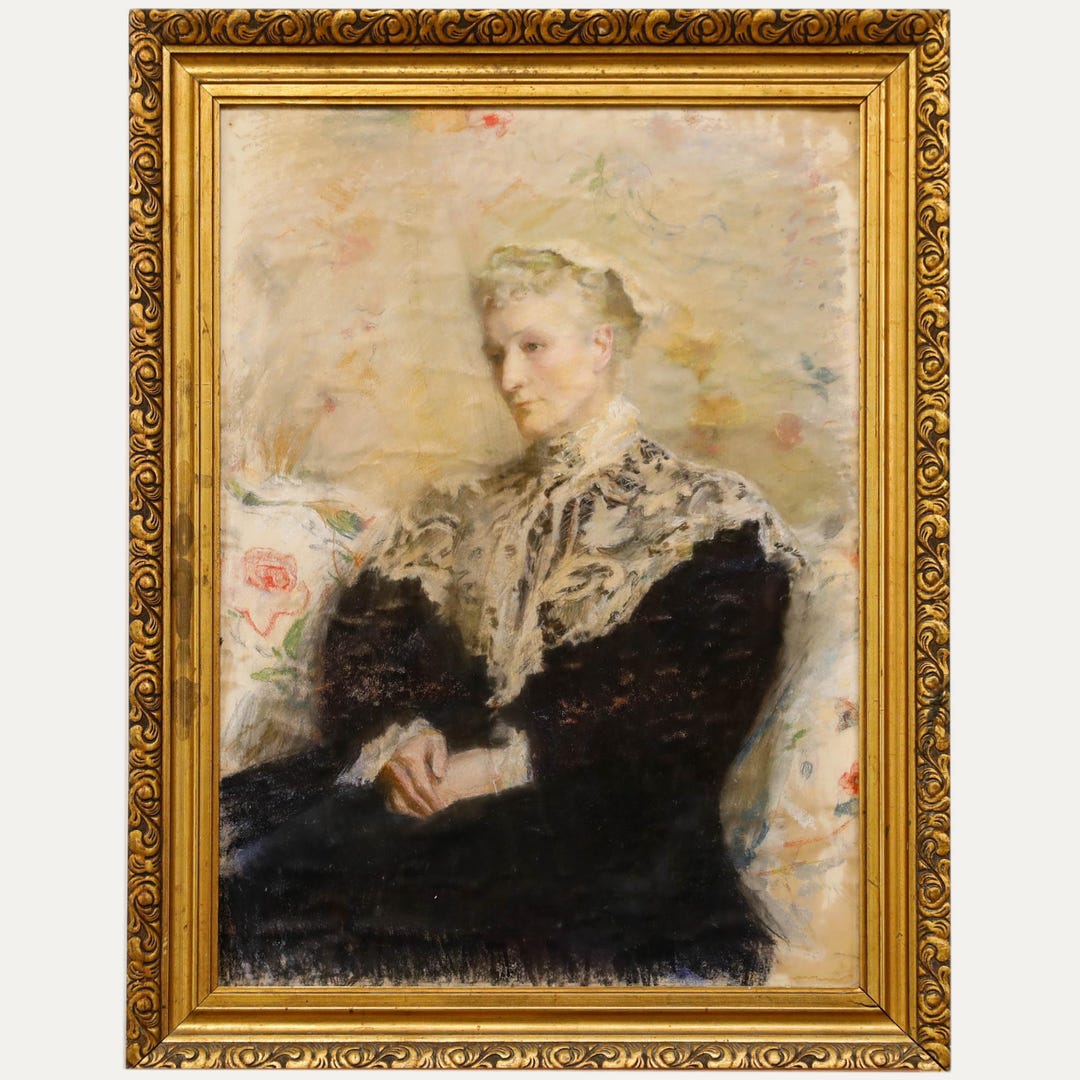貴重　1900年作品　絵画　『100年前のフランス貴婦人』　手彩色　アンティーク il_1080xN.6813047557_67h2.jpg