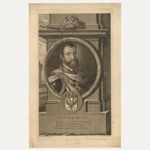 After Adriaen van der Werff (1659-1722) - 17th Century Engraving, Charles V Original Vintage Antique Artwork