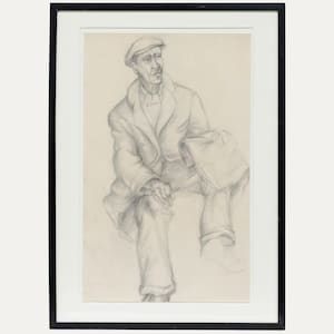 Early 20th Century Graphite Drawing - The Workman Original Vintage Antique Artwork