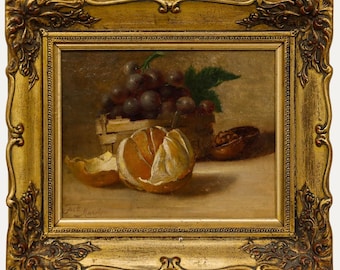 Freda Marston (1895-1949) - Framed Early 20th Century Oil, Fruit & Nut Original Vintage Antique Artwork
